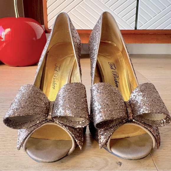 Ted Baker Chocolate Glitter High Heels - Size UK 7/US 9 - Picture 3 of 9
